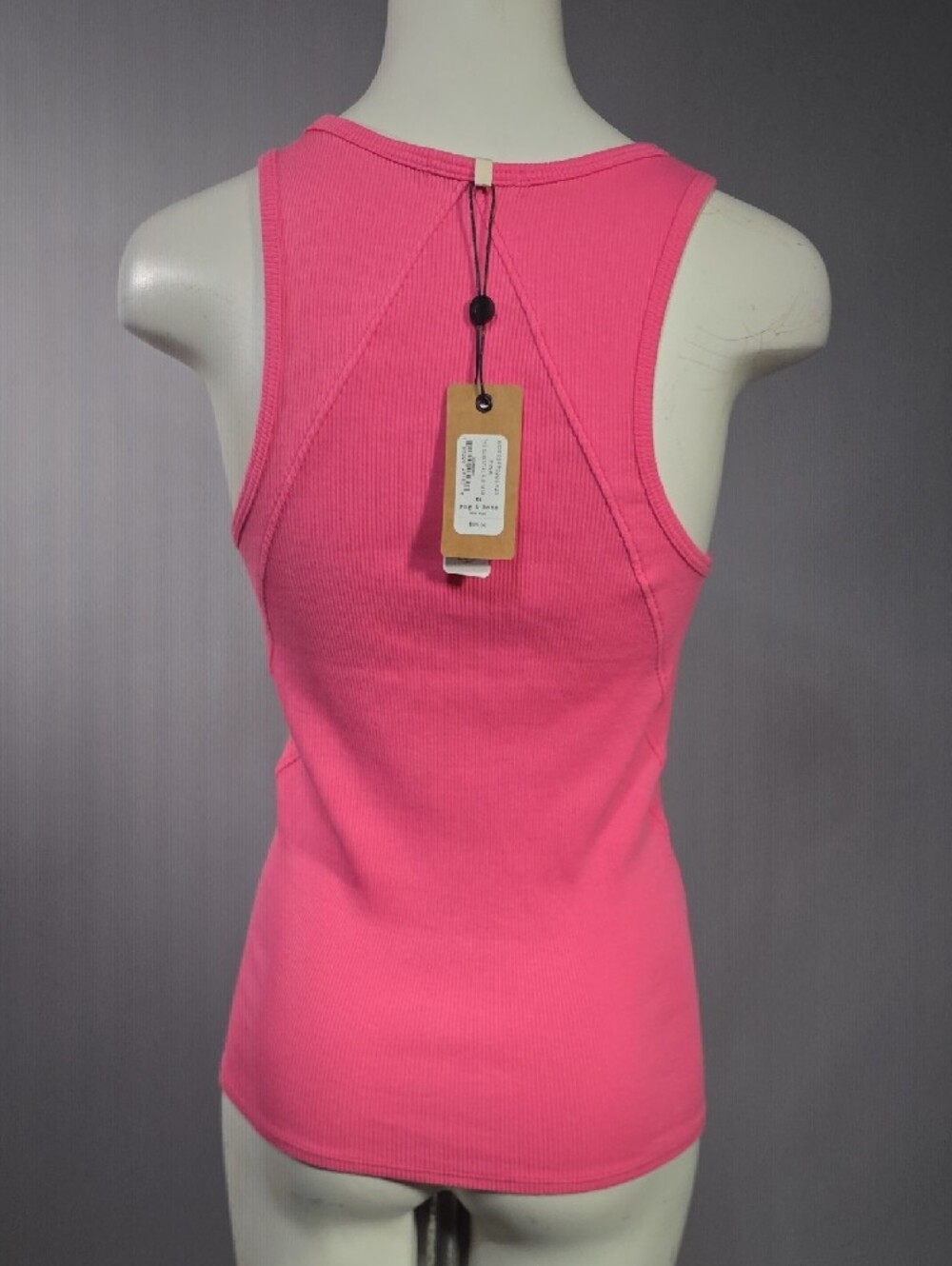 rag & bone Pink Ribbed Crewneck Tank R1 - Picture 3 of 5